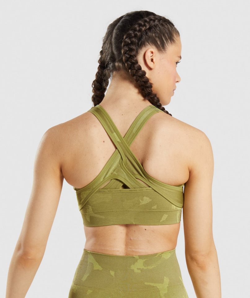 Women's Gymshark Adapt Camo Seamless Sports Bra Green | NZ 6TFPNW